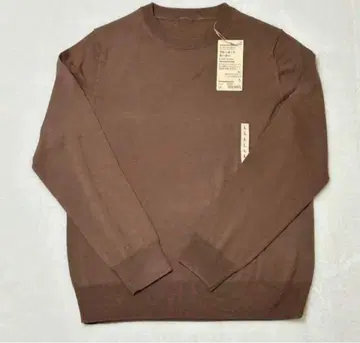 미사용 무인양품 울 실크 워셔블 크루넥 스웨터 브라운