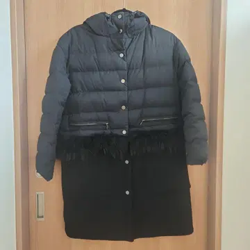 후드 부착 인조 모피 롱 다운 자켓