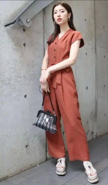 MURUA 무루아 버튼 점프수트 오렌지 s