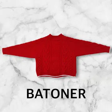 레어 BATONER 바토너 케이블 니트 숏 기장 라인 니트