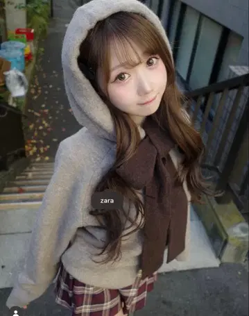 오타니 에미리 착용 대비 드로우 스트링 후디 미디엄 그레이 ZARA