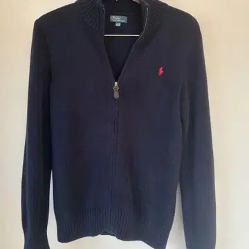 폴로 랄프 로렌 네이비 코튼 니트 스웨터 풀 집업