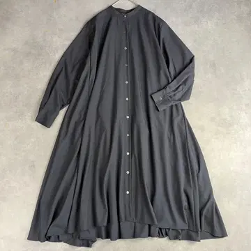 미즈이로 인드 밴드 카라 롱 셔츠 원피스