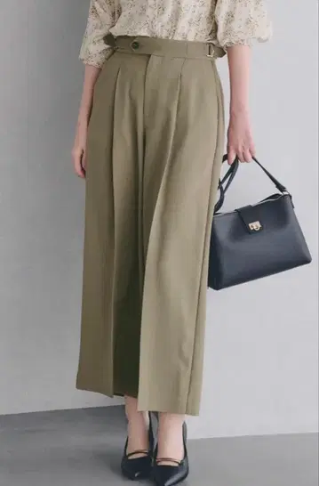 사이드 버클 와이드 팬츠 카키