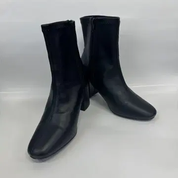 블랙 중간 힐 부츠