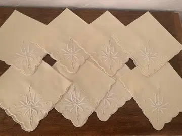 프랑스 벼룩시장 손수건 냅킨 손자수 8장 세트