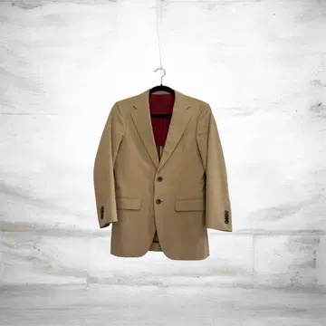 베이지 싱글 브레스 정장 자켓