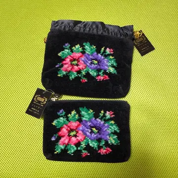 FEILER 꽃무늬 자수 벨벳 파우치 세트
