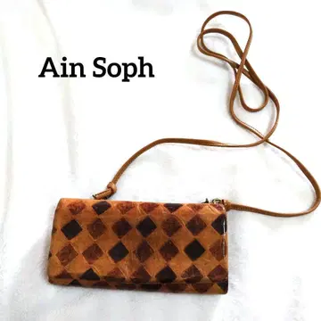 아인소프 숄더 지갑 장지갑 멀티 컬러 체크 가마구치 천연 가죽