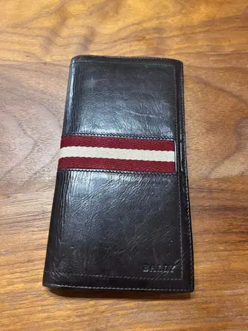 BALLY 다크 브라운 스트라이프 장지갑