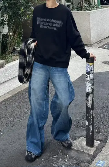 Chikashitsu +sidewave design 데님 팬츠