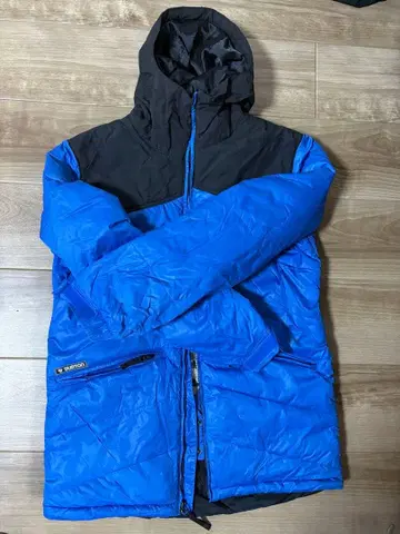 다운 자켓 파랑/블랙 레오파드 무늬