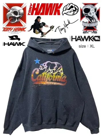 TONY HAWK 후드티 XL 다크 그레이 USA 구제 의류