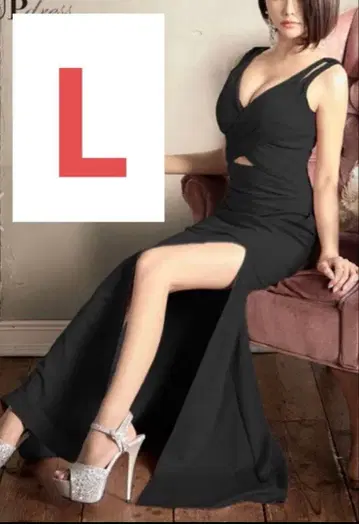 네고 불가 블랙 슬릿 롱 드레스 L 사이즈