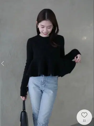 당일 발송 가능! anuans 페플럼 숏 니트탑 블랙 1