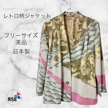 새상품급 레트로 패턴 자켓 테일러드 자켓 아우터 일본제 프리 사이즈
