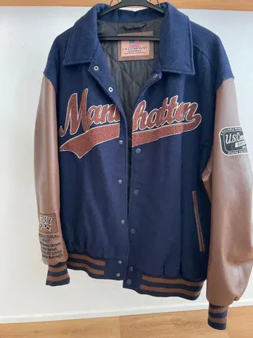 WEGO 바시티 자켓 네이비/브라운 M