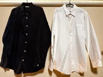 [ XL ] GU 셔츠 이지케어 브로드셔츠 화이트, 네이비