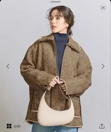 헤링본 트위드 블루종