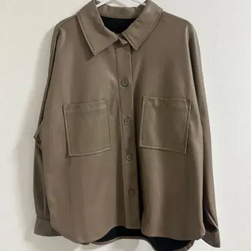 ANAP 인조 가죽 오버 사이즈 자켓 베이지