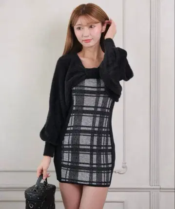 LIP SERVICE 리본 페더 앙상블 니트 원피스