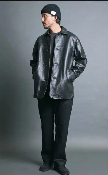 Margine 라무 가죽 자켓 카 코트