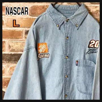[ 인기 ] NASCAR 데님 셔츠 BD 셔츠 자수 로고 긴팔 셔츠 L
