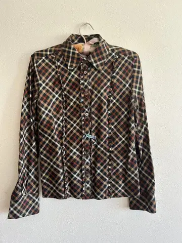 DAKS 체크 무늬 긴팔 셔츠 40