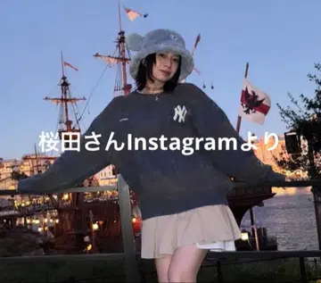 사쿠라다 히요리 Perushu x MLB 모헤어 터치 보더 니트 M