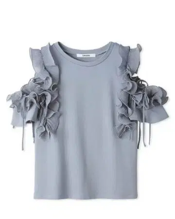 SNIDEL 스나이델 프릴 슬리브 컷 풀오버 블루