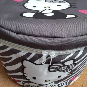 헬로키티 제브라 패턴 원형 뚜껑 수납 박스