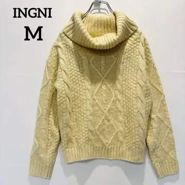[ 잉그 INGNI ] 니트 스웨터 터틀넥 리브 편직 아이보리 M 사이즈