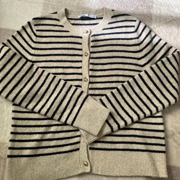 ZARA 니트 가디건 보더