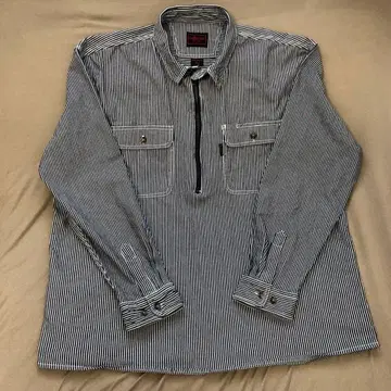 FIVE BROTHER 히코리 하프 지퍼 풀오버 셔츠