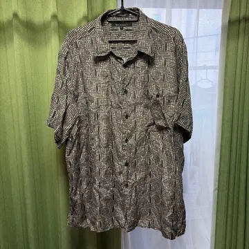 M.E. SPORT 100% 실크 반팔 셔츠 L 패턴 셔츠