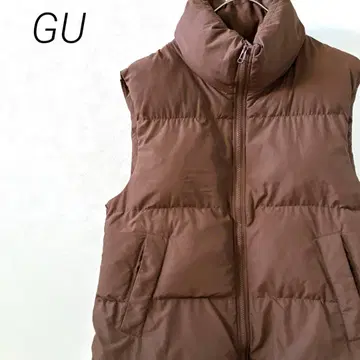 GU 히트 패디드 오버사이즈 베스트 하이넥 포켓 부착 심플