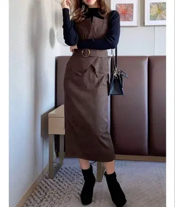 RESEXXY 코듀로이 점프 스커트 브라운