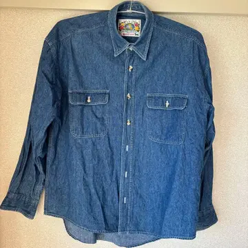 데님 긴팔 셔츠 강아지 자수 포함