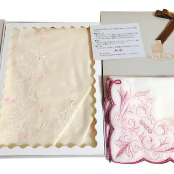 미사용품 WAKO 손수건 자수 2장 세트
