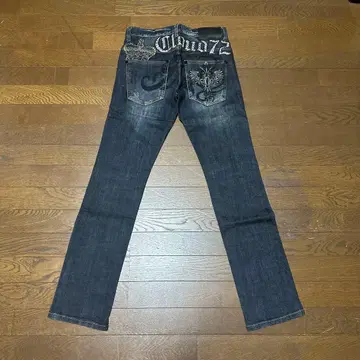 Cloud 72 자수 디자인 다크 데님 청바지