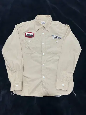 페로우즈 와펜 자수 긴팔 셔츠 베이지 M