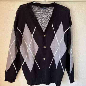 아가일 무늬 니트 가디건