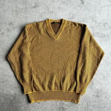90's JUN MEN V넥 니트 올 패턴 캐주얼 구제 의류
