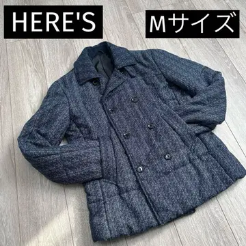 [ HERE'S ] 트위드풍 헤링본 충전솜 피코트풍 자켓 M사이즈