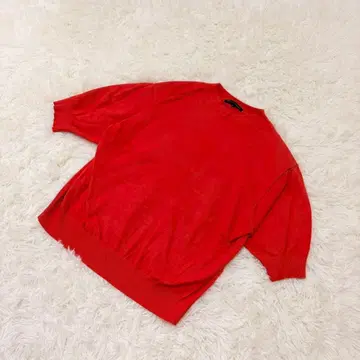 23구 썸머 니트 오부소매 레드 루즈 실루엣 무난 성숙 캐주얼