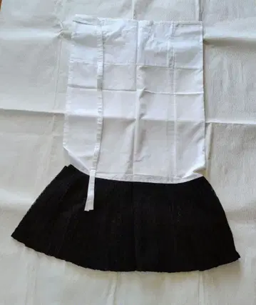 [ 미사용 ] 블랙 플리츠 레이스 밑단 앤티크 기모노 MIX 코디