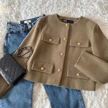 인기 완판템 골드 버튼 노카라 자켓