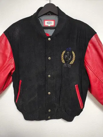 페라리 스웨이드 가죽 바시티 자켓