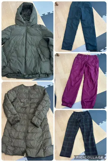 UNIQLO 여성용 다운 자켓 속기모 팬츠 겨울 상품 5종 세트