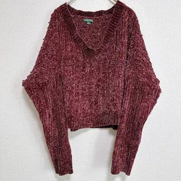 wikl fable 와인 레드 V넥 스웨터 [ M ] 돌먼 숏 기장